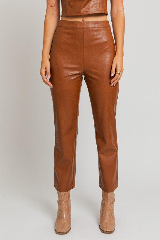FAUX LEATHER STRAIGHT PANTS