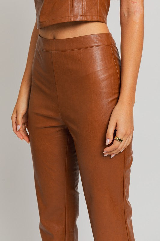 FAUX LEATHER STRAIGHT PANTS