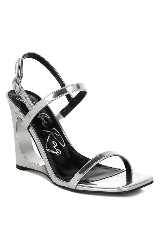 LADRA METALLIC FANTASY WEDGE HEEL SANDALS