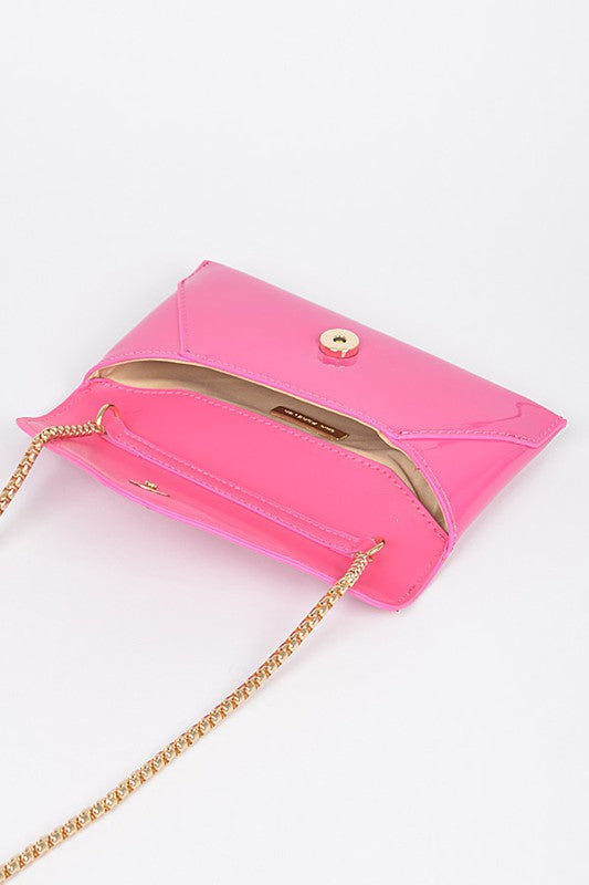 PATENT FINISH ENVELOPE CLUTCH SWING BAG