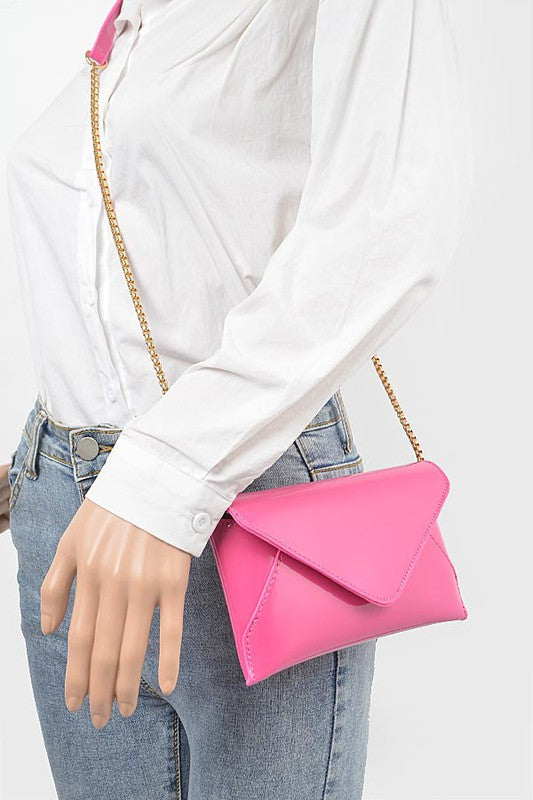 PATENT FINISH ENVELOPE CLUTCH SWING BAG