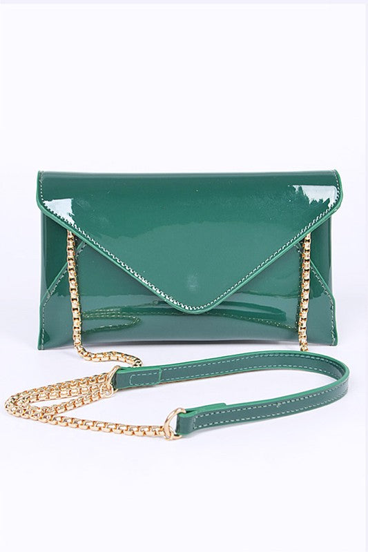 PATENT FINISH ENVELOPE CLUTCH SWING BAG