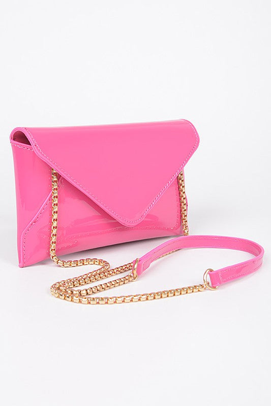 PATENT FINISH ENVELOPE CLUTCH SWING BAG