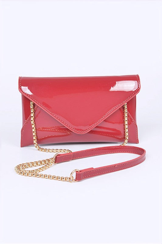 PATENT FINISH ENVELOPE CLUTCH SWING BAG