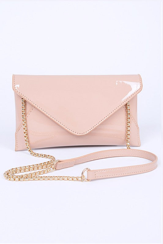 PATENT FINISH ENVELOPE CLUTCH SWING BAG