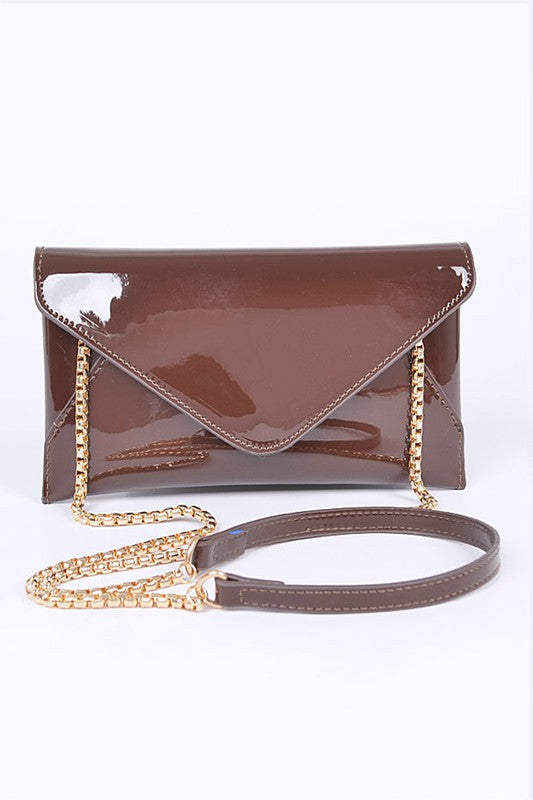 PATENT FINISH ENVELOPE CLUTCH SWING BAG