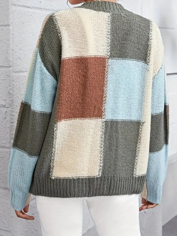 COZY COLOR BLOCK CARDIGAN