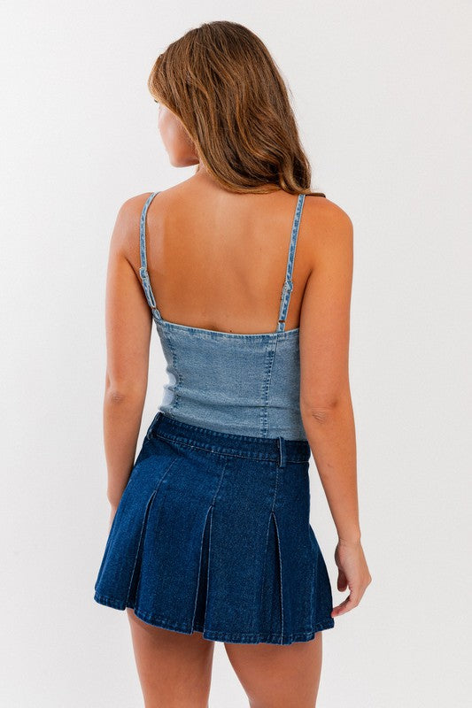 DENIM BUSTIER BODYSUIT