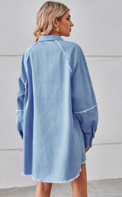 DENIM SHIRT MINI DRESS