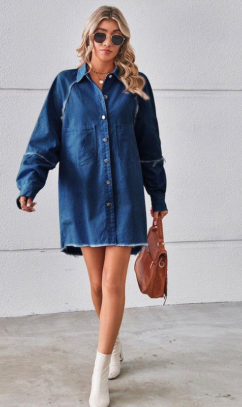 DENIM SHIRT MINI DRESS