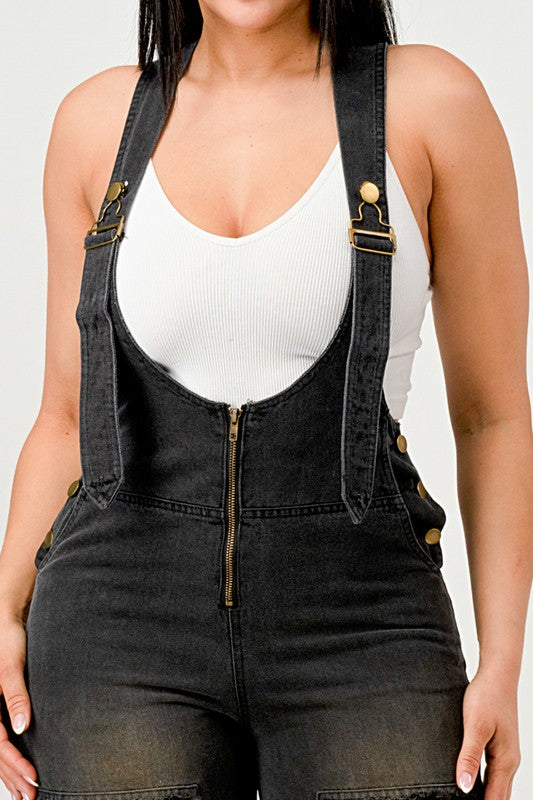 URBAN NOIR DENIM OVERALLS