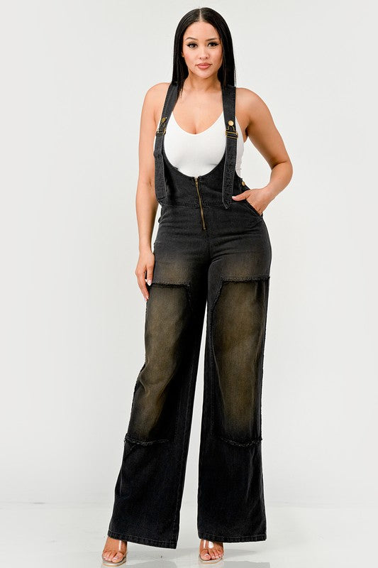 URBAN NOIR DENIM OVERALLS