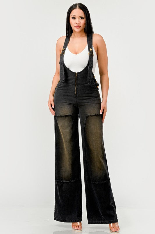 URBAN NOIR DENIM OVERALLS