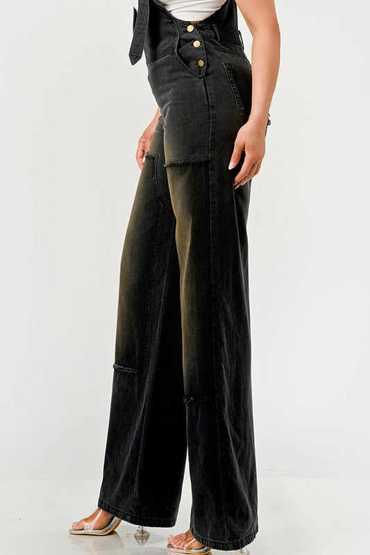 URBAN NOIR DENIM OVERALLS