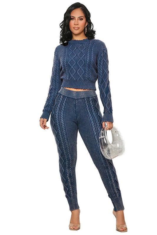 CABLEKNIT SWEATER PANTS SET