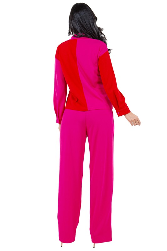 COLOR BLOCK SHIRT AND PANTS SET