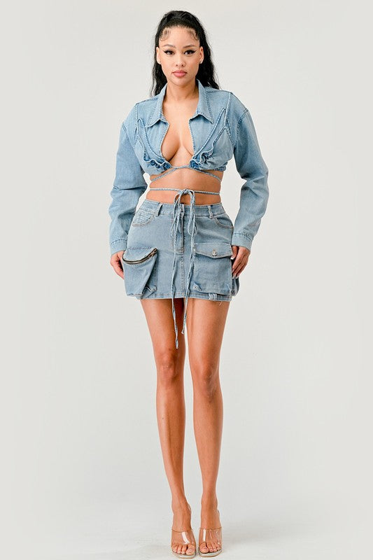 DENIM DESIRE CROP JACKET