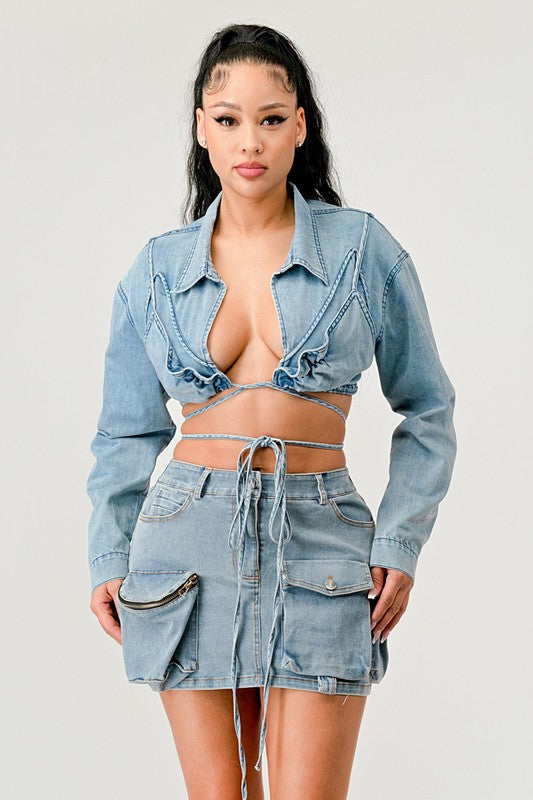 DENIM DESIRE CROP JACKET