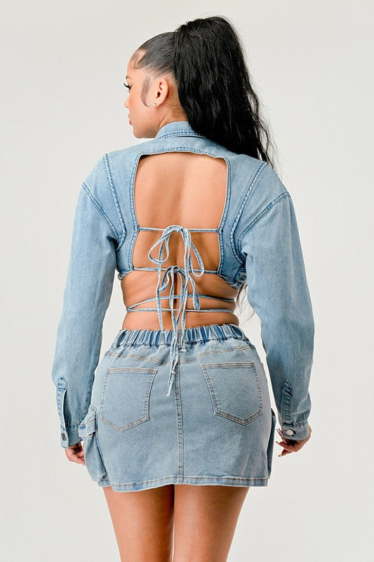 DENIM DESIRE CROP JACKET