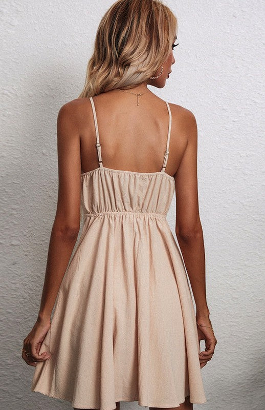 V-NECK FRONT BOW MINI DRESS