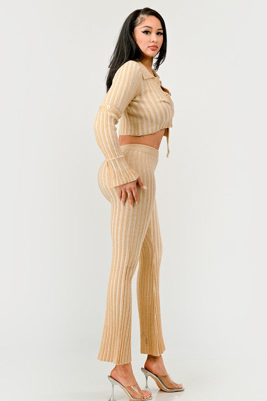 GOLDEN HOUR KNIT PANTS SET