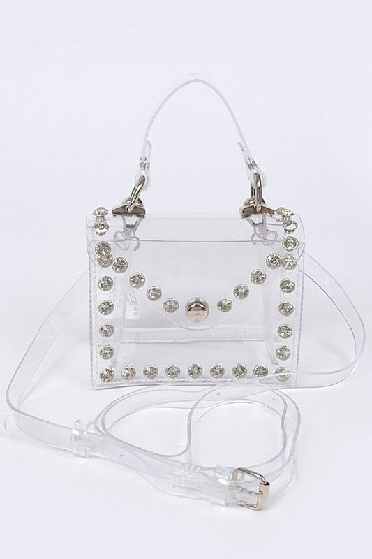 RHINESTONE STUDDED TRANSPARENT MINI BAG