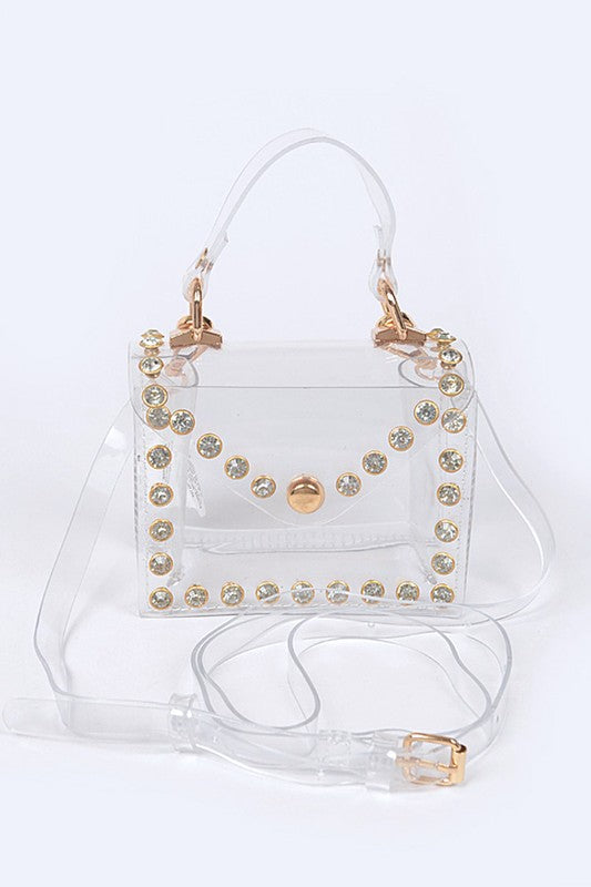 RHINESTONE STUDDED TRANSPARENT MINI BAG