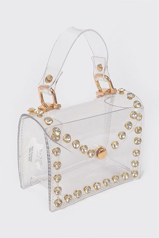 RHINESTONE STUDDED TRANSPARENT MINI BAG