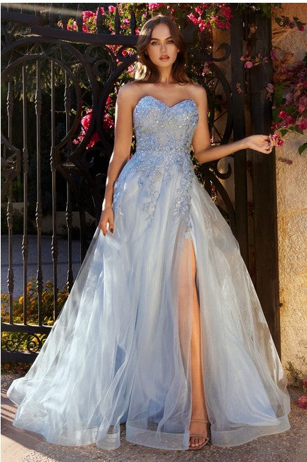 LAYERED TULLE STRAPLESS BALL GOWN