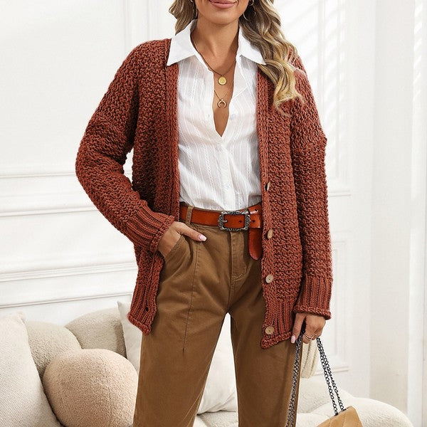 CHUNKY CABLE KNIT OVERSIZED CARDIGAN