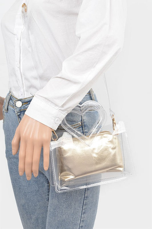 HEART SHAPE HANDLE  TRANSPARENT BAG SET