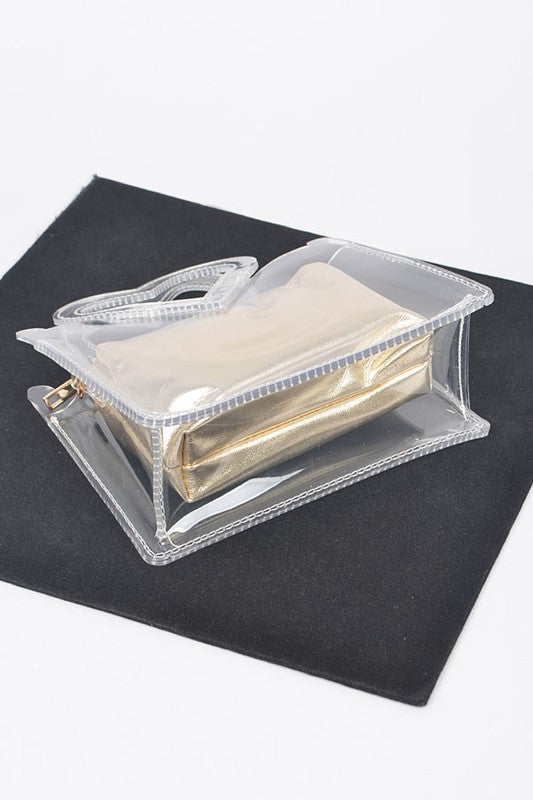 HEART SHAPE HANDLE  TRANSPARENT BAG SET