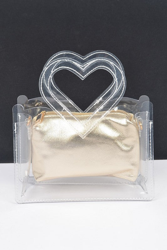 HEART SHAPE HANDLE  TRANSPARENT BAG SET