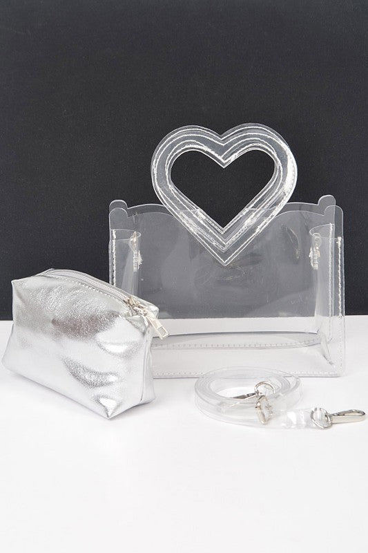 HEART SHAPE HANDLE  TRANSPARENT BAG SET