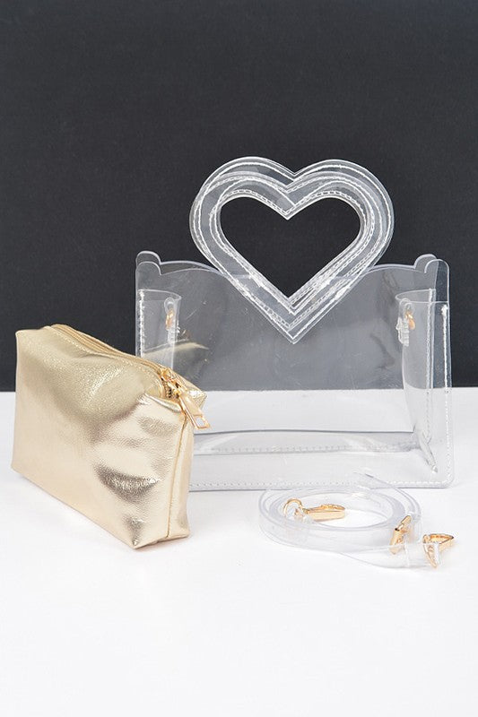 HEART SHAPE HANDLE  TRANSPARENT BAG SET