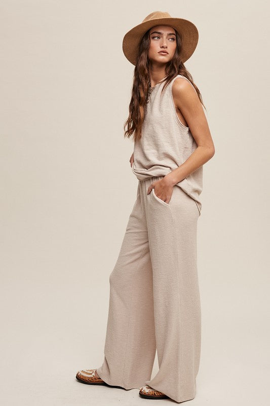 SOFT KNIT TANK AND SWEAT PANT SET