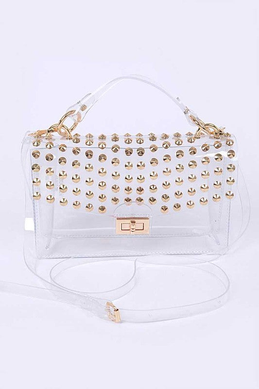 STUDDED ICONIC CLEAR SWING BAG