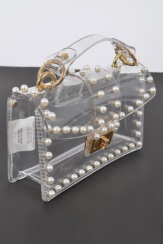 PEARL STUDS TRANSPARENT CLEAR BAG