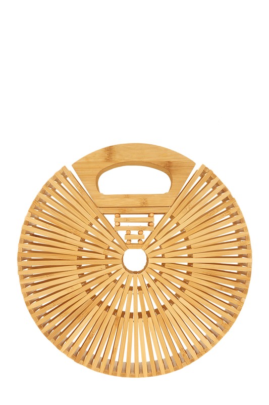 NATURAL BAMBOO ARK HAND ROUND CLUTCH