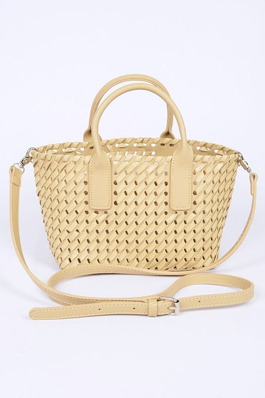 CONVERTIBLE BRAIDED FASHION TOTE