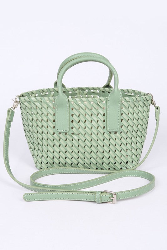 CONVERTIBLE BRAIDED FASHION TOTE