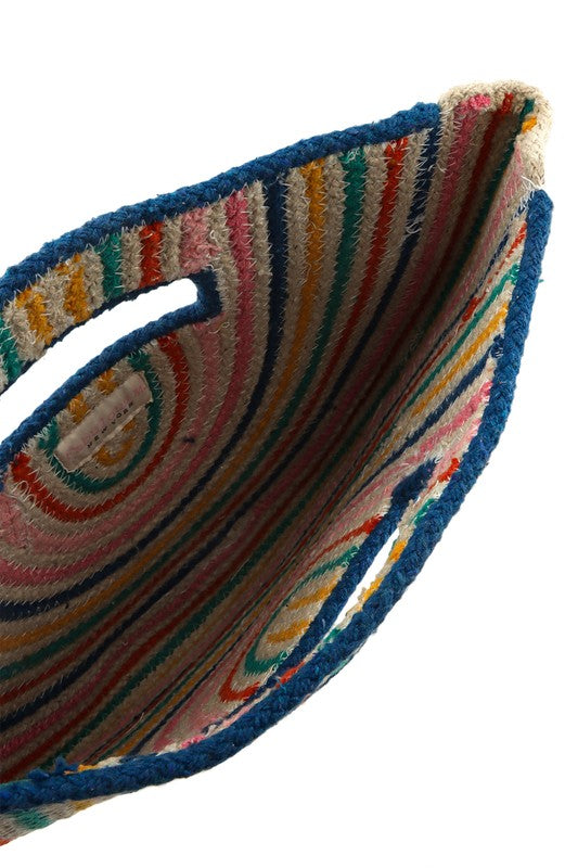 HALF CIRCLE STRAW STRIPE HANDBAG