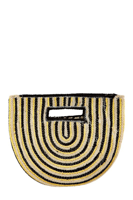 HALF CIRCLE STRAW STRIPE HANDBAG