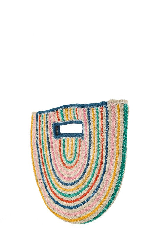 HALF CIRCLE STRAW STRIPE HANDBAG