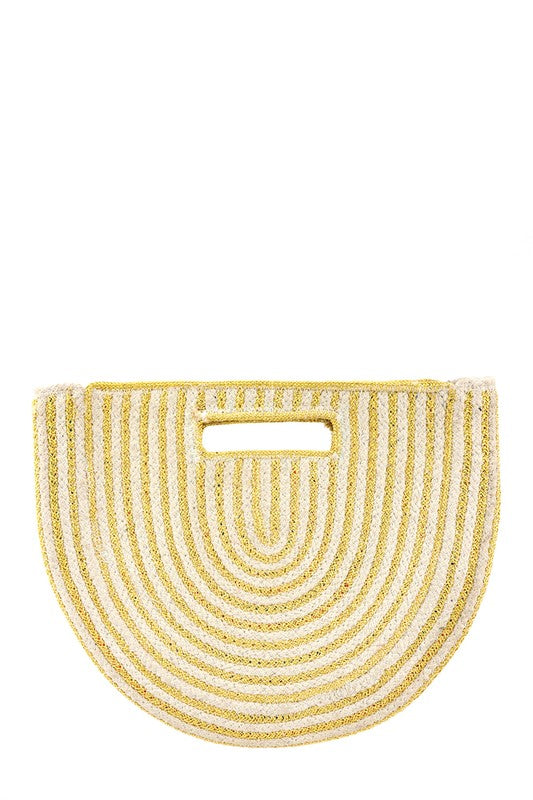 HALF CIRCLE STRAW STRIPE HANDBAG