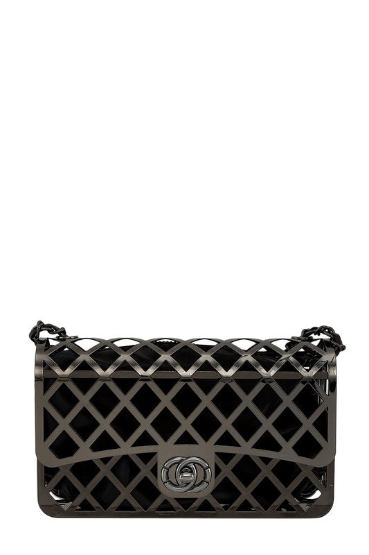 METAL SQUARE CHAIN CROSSBODY BAG