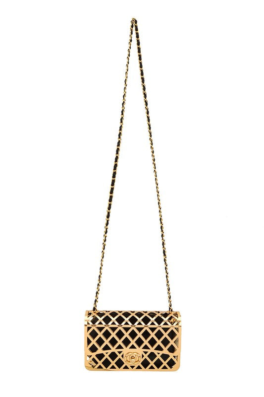 METAL SQUARE CHAIN CROSSBODY BAG