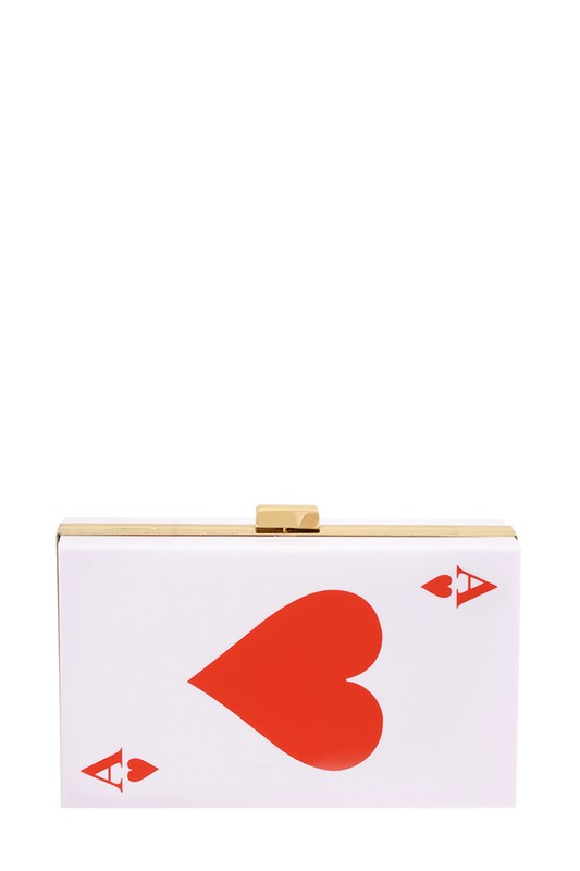 ACE OF HEARTS CARD CLUTCH EVENING BAG