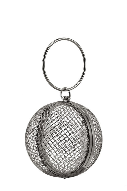 METAL CAGE BALL SHAPE HANDBAG