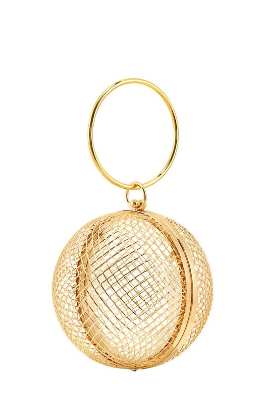 METAL CAGE BALL SHAPE HANDBAG